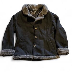 Braetan Black Pea Coat with Gray Accents
